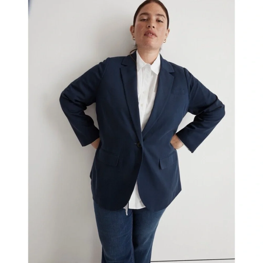 NWOT Madewell The Plus Larsen Blazer Jacket in Drapeweave
Navy 3X - Picture 2 of 10